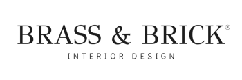 brass and brick interior design trademark logo 2025